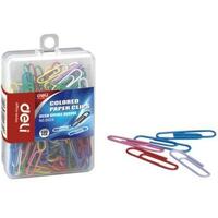 Paperclips 28mm Deli / Razorline 0024 Hangsell case 100 Assorted Coloured PlasticCoated 29mm