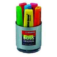 Highlighter Stabilo Boss Original Display 7006 Set of 6 Assorted Colours in Plastic Pencil Cup 