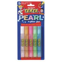 Glitter Glue Texta Pearl 10.5ml Pack 5