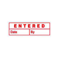 Stamp Deskmate Pre Inked Red E06 ENTERED with spaces for Date and By 