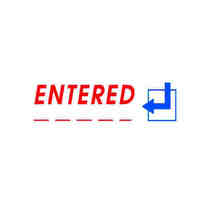 Stamp Deskmate Pre Inked Dual Colour Red/Blue Icon ENTERED with Date Space 