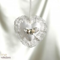 Wedding Motif 029 Padded Heart Lace Frill White Ivory 