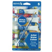 Paint Reeves Primary Colours Water Colour 22ml Set 5