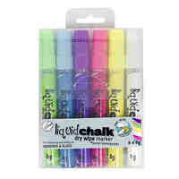 Liquid Chalk Marker Texta Dry Wipe 4.5mm Bullet Assorted Wallet 6