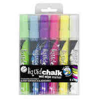 Liquid Chalk Marker Texta Wet Wipe 4.5mm Bullet Assorted Wallet 6