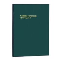 Notebook Collins Hard Cover A5 168 Page A to Z Indexed 05504 Dark Green 