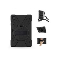 Samsung Galaxy Tab S6 Lite (10.4') Rugged Black Case - Shockproof, Dustproof, 360 Rotatable Hand Strap, 3 Layers Heavy Duty Protection