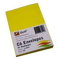 Envelope C6 Quill XL Multi OFFICE SUPPLIES Lemon Yellow Pack 25 
