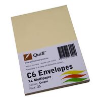 Envelope C6 Quill XL Multi Office Cream Pack 25 