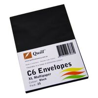 Envelope C6 Quill XL Multi Office Black Pack 25 