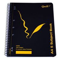 Note Book Quill Q596A  A4 5 Subject 250 Page Pack of 5