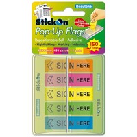 Index Flags Beautone 15682 Stick On Pop Up Sign Here 45x12mm Packet 150