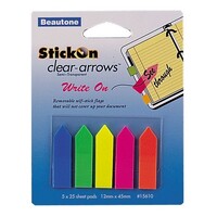 Stick On Clear Arrows Beautone 12 x 45mm 5 x 25 Sheets 15610