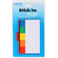 Page Markers Beautone 11501 Stick On Premium Index Flags 25x76mm 5 assorted colours x 50 on thumb holder pad