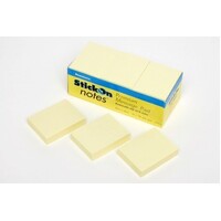 Stick On Notes Bantex / Beautone 38 x 50mm Yellow 11110 Pack 12