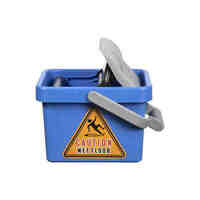 Bucket Mop Wringer 9 Litre Cleanlink 12083 Plastic Blue 9L One Foot Operation with Caution Wet Floor Sticker