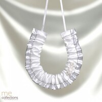 Wedding Motif 121 Horse Shoe Satin Organza Pearls White