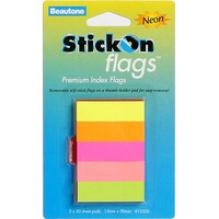 Index Flags Premium Beautone Stick On 13500 Neon 15x50mm 