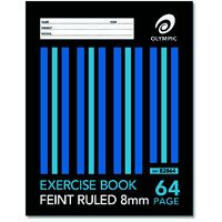 Exercise Book 225 x 175mm 8mm Ruled 64 Page Olympic 140759/00494 Pack 20