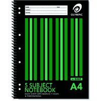 Note Book Olympic A4 120 Leaf 5 Subject 140766/00865 Pack 5