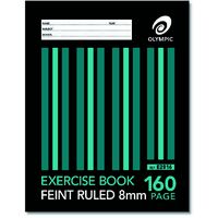 Exercise Book 225 x 175mm 8mm Ruled 160 Page Olympic 140779/01391 Pack 10