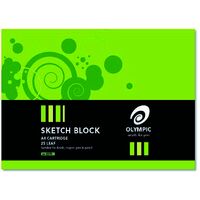 Sketch Block Olympic No. 70 A4 Cartridge paper pad 25 Leaf/sheets Ref SK70 Olympic 09037 / Tudor 140894 