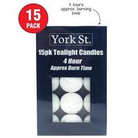 Candle Tealight York St Unscented 4 Hour Pack 15
