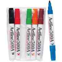 Whiteboard Marker Artline 500A Bullet Point Assorted Wallet 6