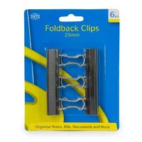 Foldback Clip 25mm Dats 1519 Hangsell Pack Blister Card of 6