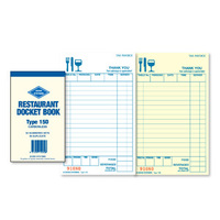 Restaurant Docket Book Zions SM Type Carbonless Duplicate 15D