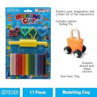 Modelling Clay Office Central Non Toxic Hangsell Card of 17 with Plastic Mini Rolling Pin and Shape Cutters 