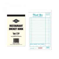 Restaurant Docket Book Zions Food or Beverage 17SC