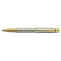 Pen Parker IM Brushed Stainless Steel Gold Trim Rollerball