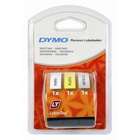 Dymo Tape Letratag Starter Kit 12mm x 4M 91240/1989864 Pack 3
