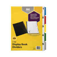 Divider A4 Marbig PP 5 Tab For Display Book 20089 Multi Coloured Tabs