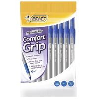 BIC Round Stic Comfort Grip Ballpoint Pens Blue 10 Pack