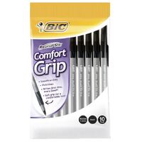 BIC Round Stic Comfort Grip Ballpoint Pens Black 10 Pack