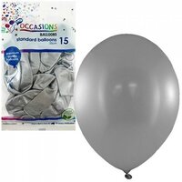 Balloons Alpen Silver Metallic 25cm Latex Pack 15