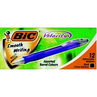 Pen Bic Velocity Retractable Ballpen 2061 Black Ink Assorted Colour Barrel Box 12