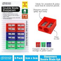 Pencil Sharpener 2 Hole Office Central Pack 6