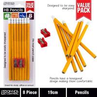 Pencil HB Eraser Top Office Central 208951 Card 8 with 2 Sharpeners 