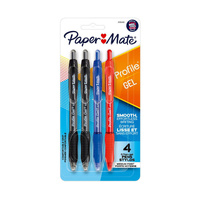 Pen Papermate Profile Gel 0.7mm Assorted Card 4