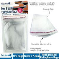 Cellophane Bag Party Central Peel N Seal 13x 7.5cm Pack 125