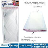 Cellophane Bag Party Central Peel N Seal 23 x 15cm Pack 50
