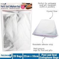 Cellophane Bag Party Central Peel N Seal 22 x 33cm Pack 20