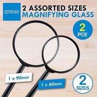 Magnifying Glasses 2 Pack 60mm and 90mm Office Central