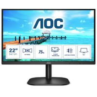 AOC 21.5' 22B2HN 1920x1080,  VA, 75Hz, HDMI 1.4, VGA, Tilt, Low Blue, Flicker Free, Ultra Slim, VESA 100mm, Tilt.   Home Office Business Monitor (LS)