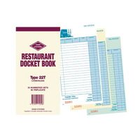 Restaurant Docket Book Zions EL Type Carbonless Triplicate 22T