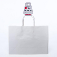 Paper Bag White Craft with Handle Party Central 237821 Giftware 27cm x 21cm x 11cm Horizontal Pack 2 