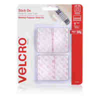 Velcro Stick On Tape Hook and Loop 25 x 50mm Pack 6 White 